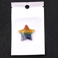 Polished star-shaped chakra gemstone with rainbow layers in transparent poly bag - Star