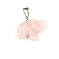 Natural rose quartz elephant pendant with silver bail for crystal jewelry necklace - Rose Quartz