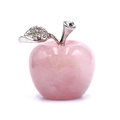 Mela decorativa in quarzo rosa con foglia d'argento scintillante per la decorazione - Quarzo rosa