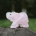 Pink quartz elephant figurine hand-carved from natural gemstone for home decoration - Rose Quartz