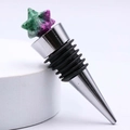 Tappo per vino a stella in cristallo rubino zoisite con acciaio inox e silicone - Rubino Zoisite