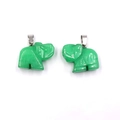 Green aventurine quartz elephant pendant with polished finish and silver metal clasp - Malay Jade