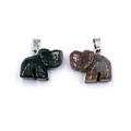 Ciondoli a elefante in cristallo naturale lucidato, finiture verde scuro e grigio - Agata Indiana