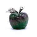 Squisito ornamento mela in fluorite naturale con foglia di diamante argento scintillante - Fluorite Colorata