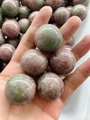 Polished natural 30mm green and red unakite stone ball sphere for DIY decor - Ruby Zoisite