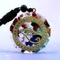 Ciondolo Orgone ottagonale con pietre colorate e amuleto dorato Occhio di Horus - Stile con Pietre Multicolore