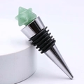 Green crystal merkaba star wine stopper with polished zinc alloy and silicone seal - Green Aventurine