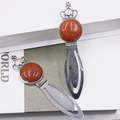Vintage silver crown bookmarks set featuring sparkling brown goldstone crystal inlays - Synthetic Goldstone