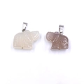 Natural crystal elephant pendants in white and smokey grey with silver metal clasps - Grey Agate