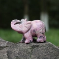 Figura de elefante de piedra natural rosa tallada a mano para decorar el hogar - Rodonita