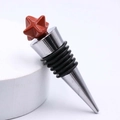 Red crystal merkaba star wine stopper with silver zinc alloy base and silicone seal - Red Jasper