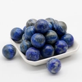 Polished 20mm lapis lazuli stone balls with natural blue and gold mineral patterns - Lapis Lazuli