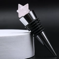 Pink crystal star wine stopper with zinc alloy base and black rubber seal rings - Rose Quartz