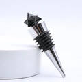 Zinc alloy wine stopper with black crystal merkaba star and silicone seal rings - Obsidian