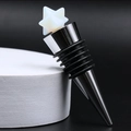 Star-shaped white crystal stone wine stopper with durable black zinc alloy base - Opal (Synthetic)