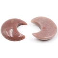 Natural crescent moon stones in pink and dark red polished quartz for home decor - Purple Aventurine