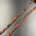Strand of 4mm natural red obsidian and black agate round beads for DIY jewelry making - Mahogany Obsidian