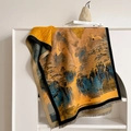 Oriental landscape jacquard scarf with cranes and pine trees pattern and tassel edges - Yellow (YH-173)