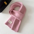 Pink winter knit scarf with embroidered emo label on a soft textured fabric surface - 20x156cm / Pink