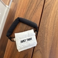 Mini puffy cloud bag with black and white contrast and JUST THAT embroidery - Suitable for earphone boxes within 7*6*2.5cm / Black White Handheld Bag