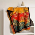 Oriental jacquard thick scarf with mountain architecture pattern and grey fringe trim - 180*65cm / Yellow Chinese Style Jacquard (YH-170)