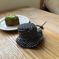 Mini fisherman hat shaped coin purse with black and white stripes and drawstring - Black & White Stripes