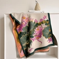 Elegant lotus flower pashmina shawl with tassel fringe and high-density jacquard weave - Green (YH-167)