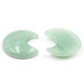 Polished natural light green crystal crescent moon stones in a two-piece set - Green Aventurine