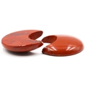 Red Jasper crescent moon carved crystal stone with natural black textures and polished finish - Red Jasper