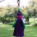 Bohemian handmade tassel keychain with purple amethyst crystal and colorful beads - Purple (Style D)