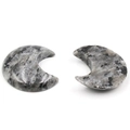 Hand-polished crescent moon shaped grey and black natural stone mineral ornaments - Larvikite