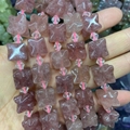 Perles de quartz fraise en forme d'étoile irrégulière avec intercalaires taille diamant - Quartz Fraise