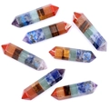 Set di sette pietre naturali per chakra in forme di colonne esagonali a doppia punta - Giunzione Colorata Pilastro Esagonale a Doppia Punta (JC1408)