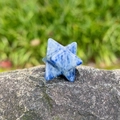 Polished Sodalite Merkaba Star Crystal Energy Stone with blue and white natural textures - Blue Sodalite
