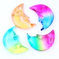 Set de cuatro lunas crecientes de cristal de 3 pulgadas con grabados faciales arte - Estilos Degradados Surtidos