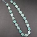 Perle quadrate di amazzonite verde chiaro con venature bianche e distanziatori per gioielli - Amazzonite