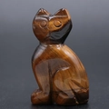 Hand-carved tiger eye stone cat figurine with natural golden brown stripes decor - Tiger's Eye