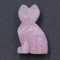 Hand-carved rose quartz cat figurine with polished pink natural stone finish - Rose Quartz