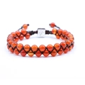 Bracciale intrecciato in agata rossa con ciondolo Om in argento per yoga e zen - Agata rossa