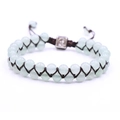 Bracciale intrecciato a mano con perle in pietra naturale verde chiaro e cordino marrone - Avventurina Verde