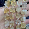 Perle in cristallo giallo sfaccettato con forma quadrata scanalata per gioielli fai-da-te - Citrino