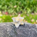 20mm Merkaba star natural yellow agate crystal stone ornament in an outdoor setting - Crazy Agate
