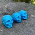 Tre mini teschi blu turchese con venature nere per decorazioni di Halloween - Turchese Blu Sintetico