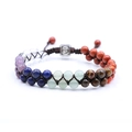Handmade woven bracelet with amethyst and tiger eye natural stones and silver clasp - Seven Chakra Stones Type A