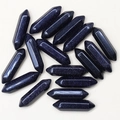 Deep blue goldstone hexagon double point crystals with sparkling star effect - Blue Sandstone (Synthetic)