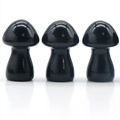 Set van drie gepolijste zwarte obsidiaan natuursteen paddenstoel kristal decoratie - Obsidiaan