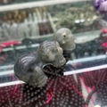 Set di 3 teschi intagliati a mano in cristallo di labradorite naturale grigia - Labradorite