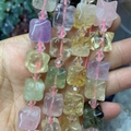 Perline di cristallo naturale a forma di stella e quadrato in ametista e fluorite - Colorato