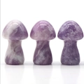 Natur-Amethyst Pilzfiguren mit lila-weißer polierter Steinoberfläche Set - Phosphosiderit