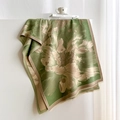 Winter retro green floral jacquard scarf for women with elegant tassel edge detail - Green (GSJ-698-绿色) / 66*186cm